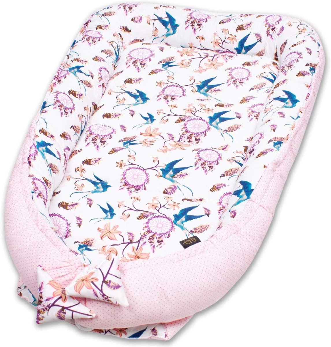 Babynestje XXL - Babybedje Knuffelnest - Veilige Slaap - Handgemaakt in EU - 120x60 cm - Swallows