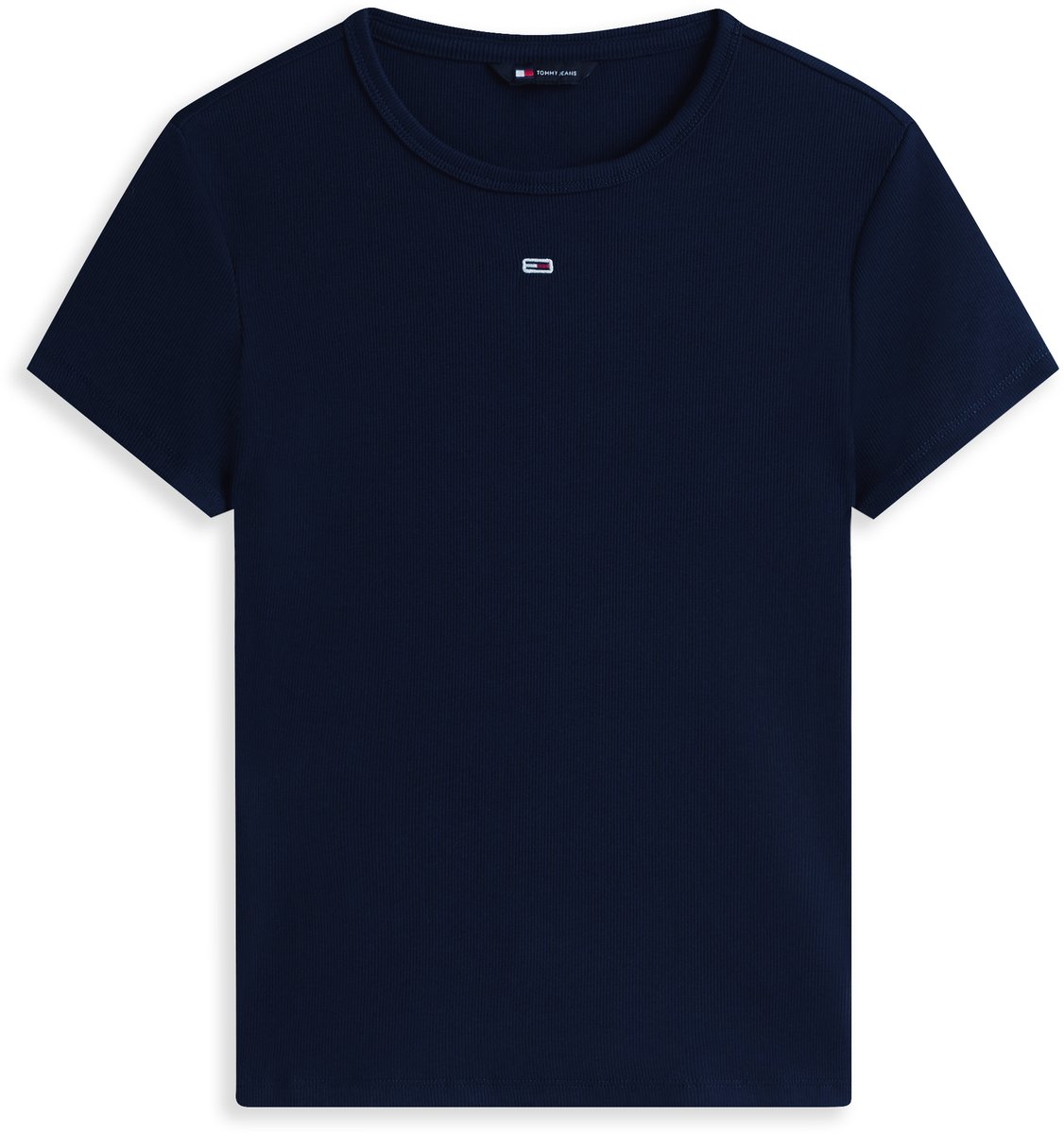 Tommy Jeans Ribbed Slim Crew Neck T-Shirt Blauw