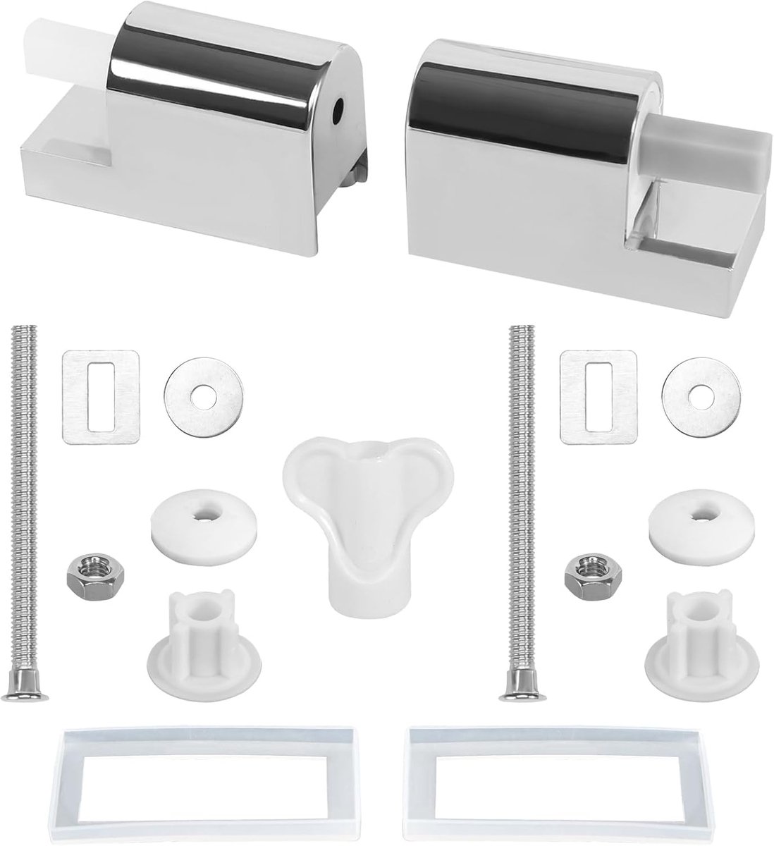 ABS Toilet Seat Scharnieren - Soft Close Metalen Scharnieren voor Vaste Toiletzitting Installatie - D-Vorm - Zilver