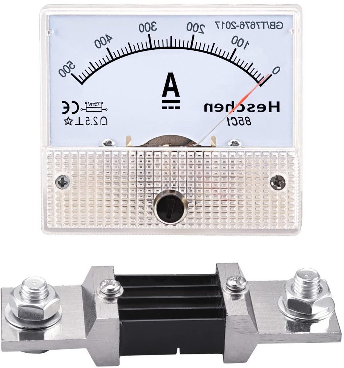 Paneel Ammeter - Stroommeter Tester - Stroom Meten - Analoge Weergave - DC 0-500A - Wit