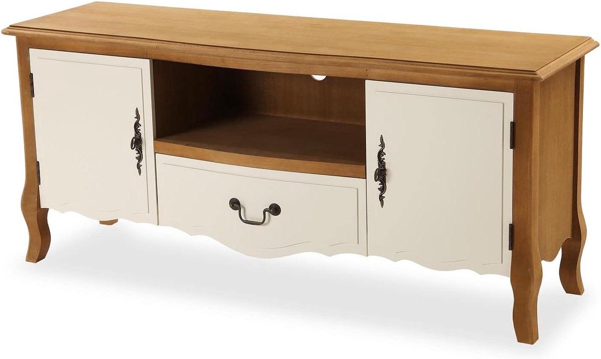 TV-kast - Tv meubel - Opbergen media - Modern design - 120 x 35 cm - Bruin en wit