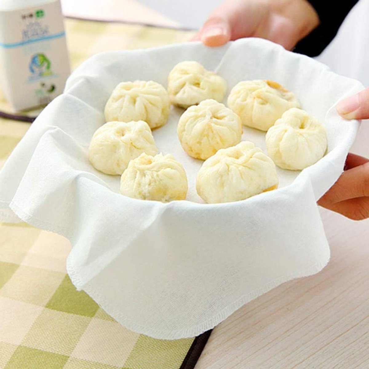 Japanse Katoenen Stoomdoeken - 6 Stuks, Ideaal voor Dumplings en Groenten, Duurzaam en Herbruikbaar voor Stoommandjes