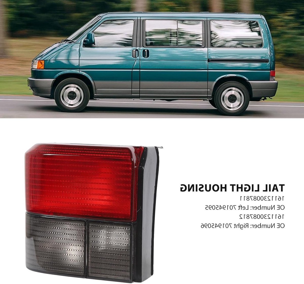 Tail Light Behuizing en Deksel voor Eurovan T4 1993-2003, Waterdicht, ABS en PMMA, Rechts 701945096