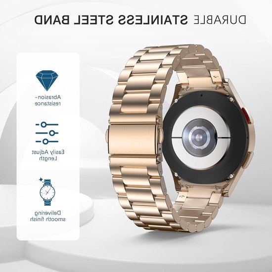 Metalen Horlogeband voor Samsung Galaxy Watch 7 FE, 6, 5 en 4 - Rvs Vervangband zonder Kloof, Geschikt voor 40mm, 44mm, 43mm, 47mm, 45mm, 42mm en 46mm, Duurzaam en Stijlvol Accessoire van Merkloos — afbeelding 2