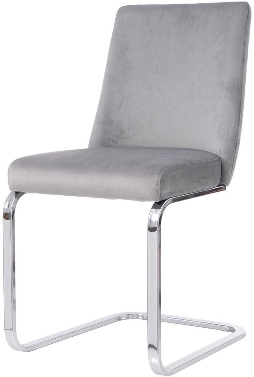 Eetkamerstoel – Stoel – Kuipstoel – Loungestoel – Zithoekstoel – Deluxe Grijze Velvet Bekl