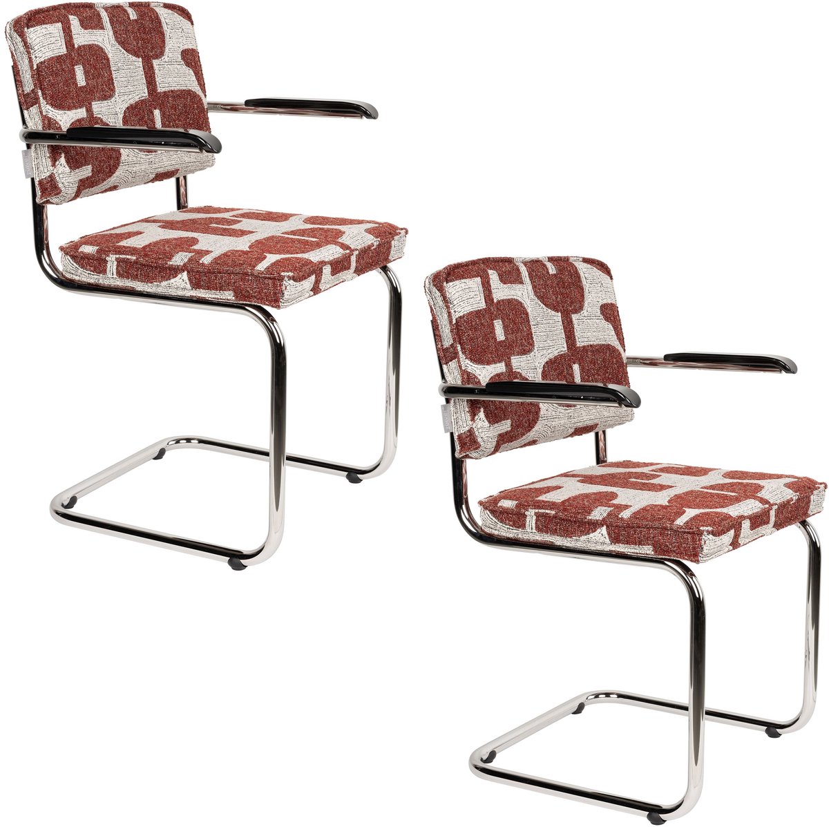 Ridge Deco Symbols Eetkamerstoelen Armleuning Rood - Set van 2