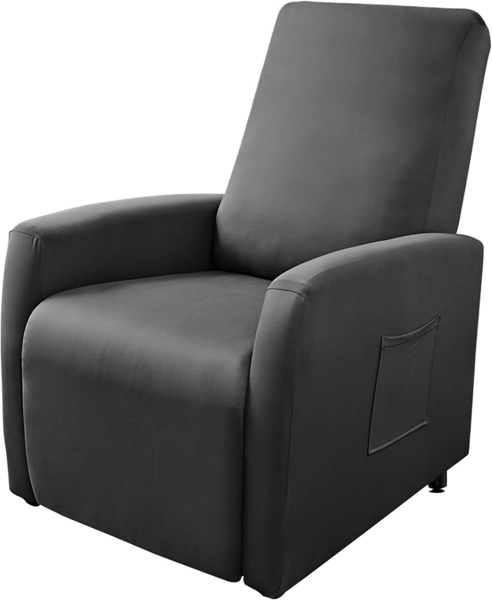 Waterdichte Stretch Stoelhoes voor Relaxfauteuil, 4-delige Set met 2 Zakjes, Geschikt voor Televisiestoelen (Donkergrijs)