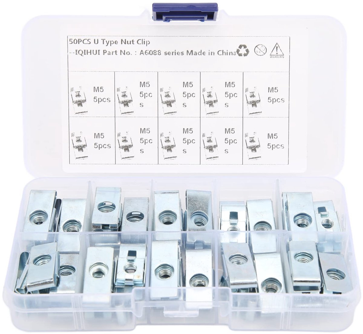 ONF3 - U-vormige clip-moeren - Roestbestendig - 50 stuks - Duurzaam koolstofstaal - Voor automotorfietstractoren - M5