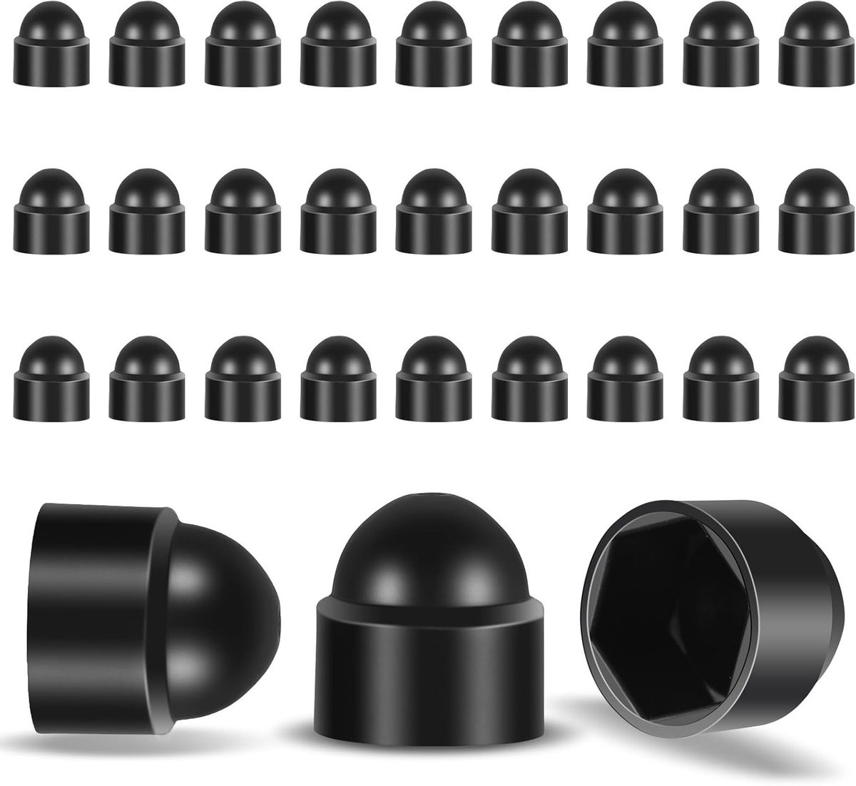 Hexagonale beschermkappen M6 (10 mm) - 30 stuks plastic schroefdoppen in zwart voor optimale bescherming