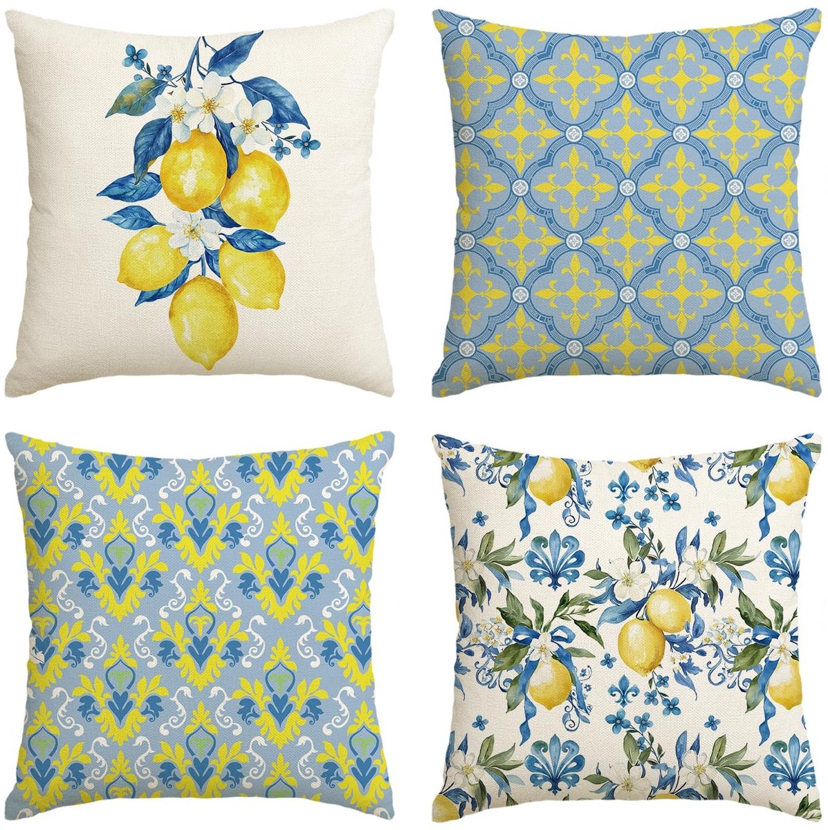 Golden crown - Kussenslopen - Citrusbloemen - Ultrazacht en modern - 45 x 45 cm - Decoratie voor woonkamer en slaapkamer - Set van 4