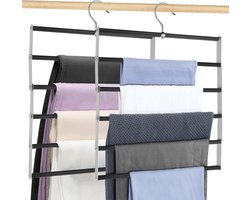 Broekhanger, ruimtebesparend, 2 stuks, kledinghangers, broeken, ruimtebesparend, van roestvrij staal, opvouwbaar, antislip, meervoudige broekhouder voor kledingkast, jeans, broeken, sjaals