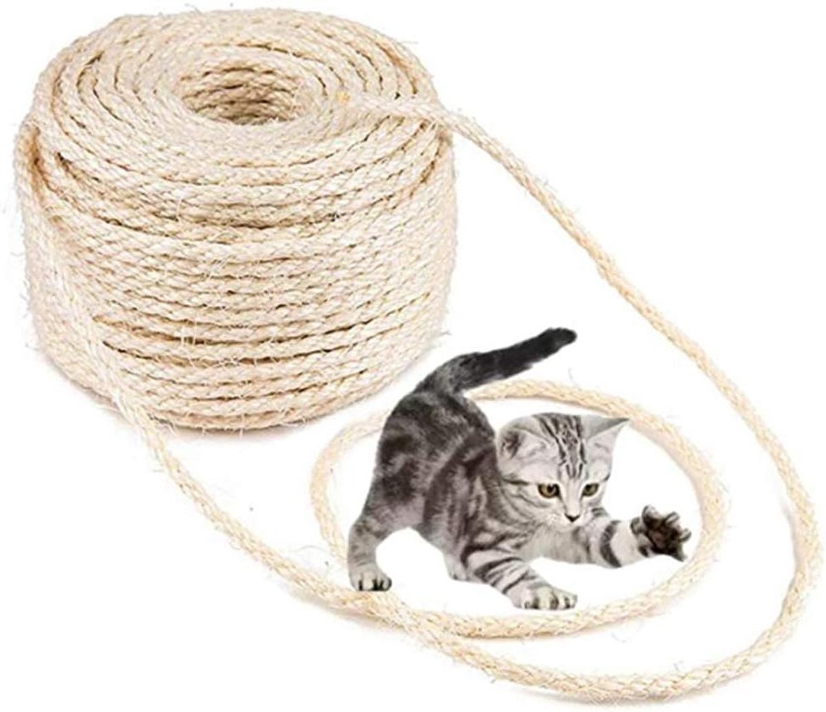 MXiiXM Sisal touw, diameter 5 mm premium duurzaam ongeild sisal-touw - 100% natuurlijk gedraaid vezeltouw henneptouw voor reparatie of doe-het-zelf krabber voor kattenboomtoren (5 mm, 33 FT, sisal)