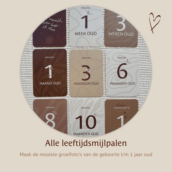 Amolivia Mijlpaalkaarten Eerste Jaar - Mijlpaalkaarten Baby - Milestone Baby Cards van Merkloos — afbeelding 3