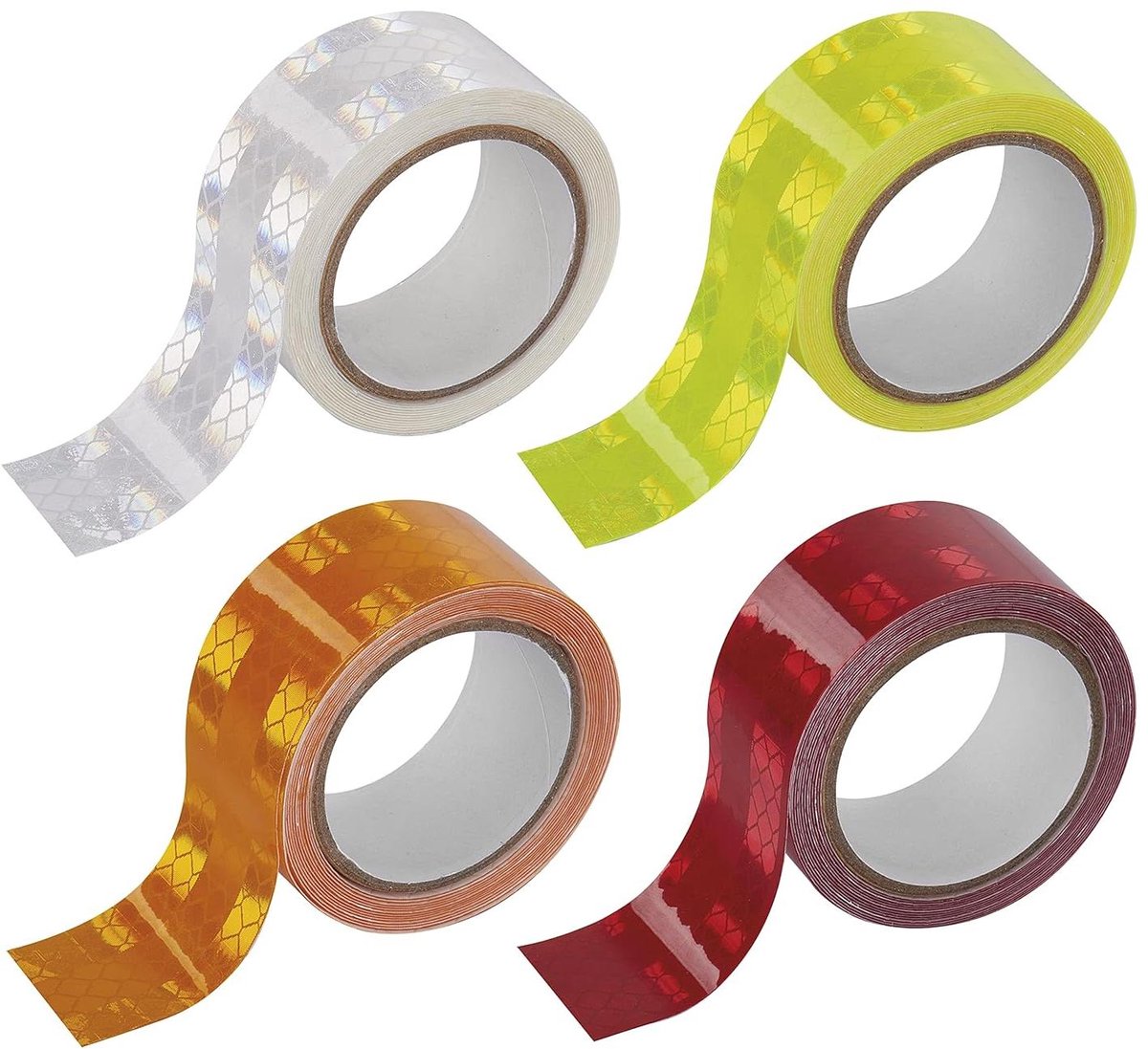 Reflecterende tape - Veiligheidsstrips Zichtbaarheid - Verkeersveiligheid Verbeteren - Zelfklevend UV-bestendig - 12 stuks 2.5x2m - Wit Geel Oranje Rood