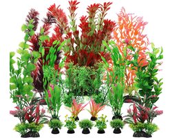 Aquarium Accessoires - Kleurige Planten - 20 Stuks Aquarium Decoraties - Plastic Planten voor Klein tot Groot Aquarium