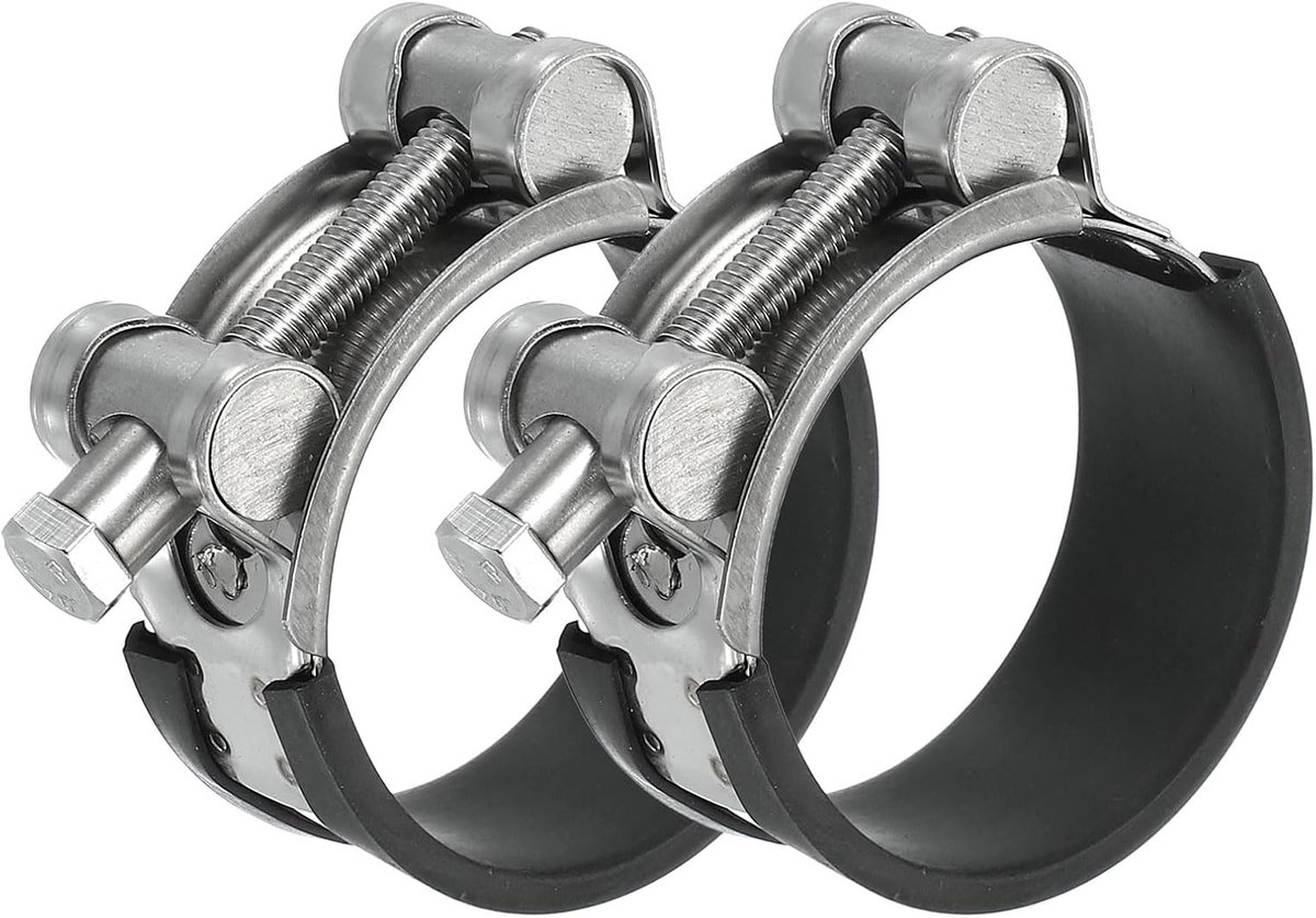 48-51mm T Bolt Slangklem - 2pcs Rubber Inlaat Intercooler Pijp Klemmen - 304 RVS Radiateur Slangklem voor 4.8cm-5cm Pijp