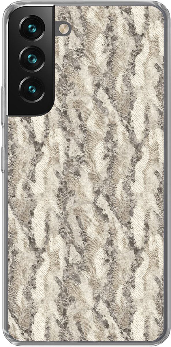 Telefoonhoesje Geschikt voor Samsung Galaxy S22 Plus hoesje - Slang - Patroon - Taupe - Siliconen Telefoonhoesje Telefoonhoesje