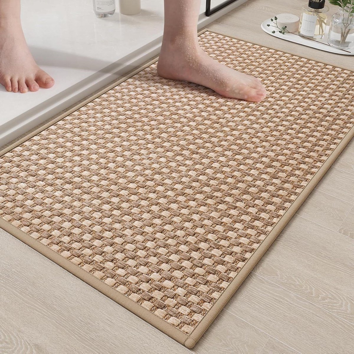 Badkamertapijt - Badmat Vloerkleed - Vocht Absorberen - Ultradun Ontwerp - 61 x 90 cm - Koffie