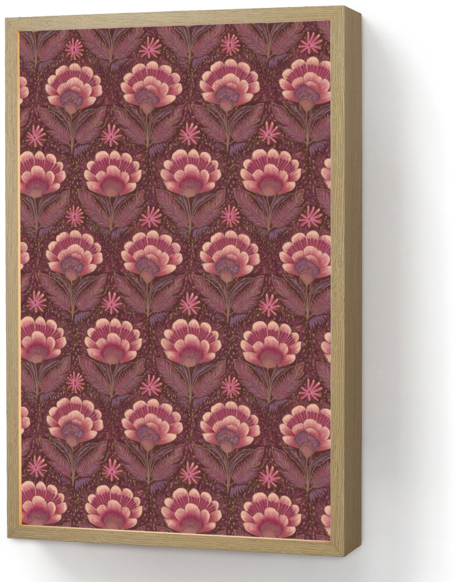 Wandlamp 40x60 cm - Oplaadbaar - Bloemen - Waaier - Paars - Wandlampen binnen woonkamer - Slaapkamer lamp - Decoratieve nachtlamp - Vloerlamp draadloos