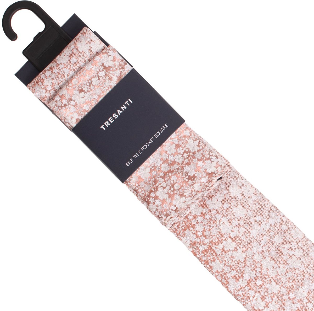TRESANTI | GLAUCO | Silk tie and pocket square set featuring delicate wildflowers | Orange