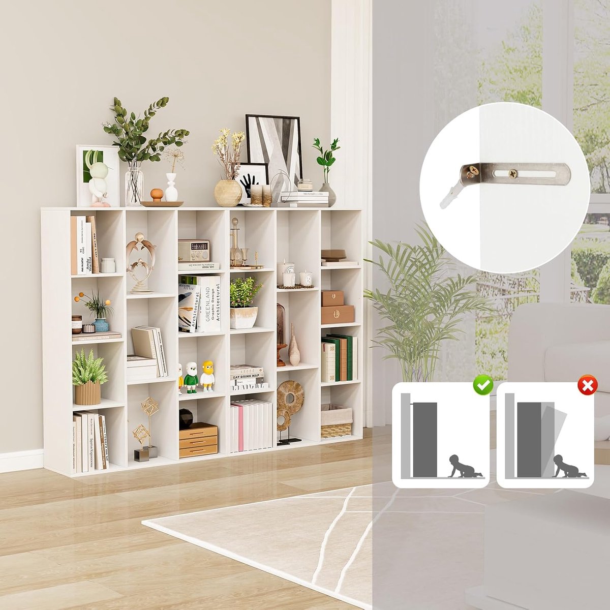 Boekenkast 11-vaks kubusrek vrijstaand – Moderne open boekenkast 74x24x106 cm wit – Opbergrek woonkamer/kantoor – Krasbestendig houten design – abtkantoor