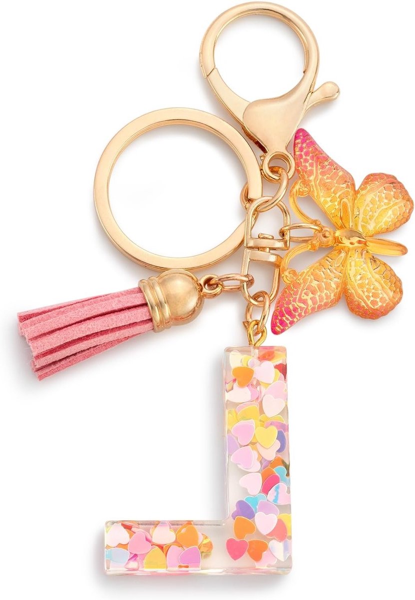 Persoonlijke Sleutelhanger met Initiaal en Vlinderontwerp voor Vrouwen - Roze Sleutelhanger voor Meisjes, Perfect Cadeau en Accessoire