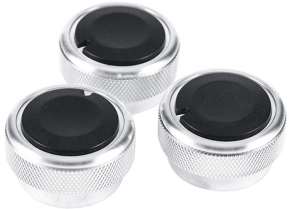 Airco Knop Schakelaars - Climate Control Knoppen - Auto Interieur Upgraden - Aluminium Legering - 3 stuks - Zwart