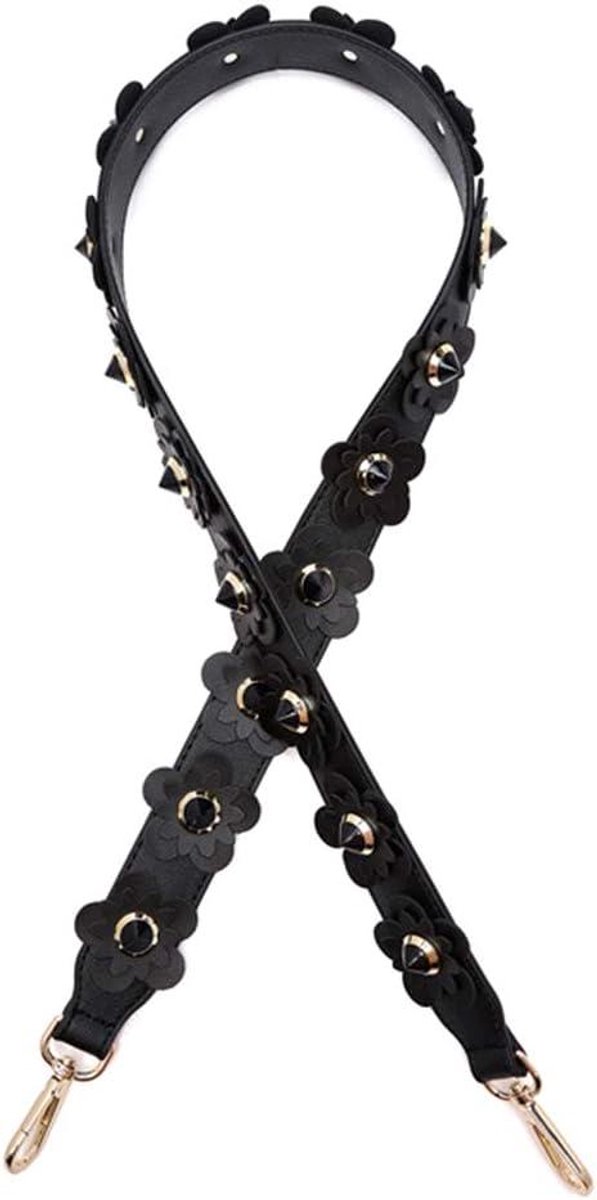 Tas Banden - Schouderband Vervanging - Handtas Aanpassen - Bloemen en Klinknagels - 105 cm - Goudkleurig