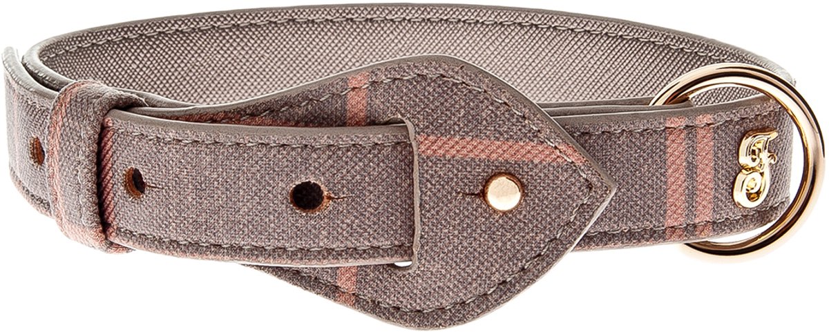 FERRIBIELLA Verstelbare comfort hondenhalsband - Rose et Gris / M