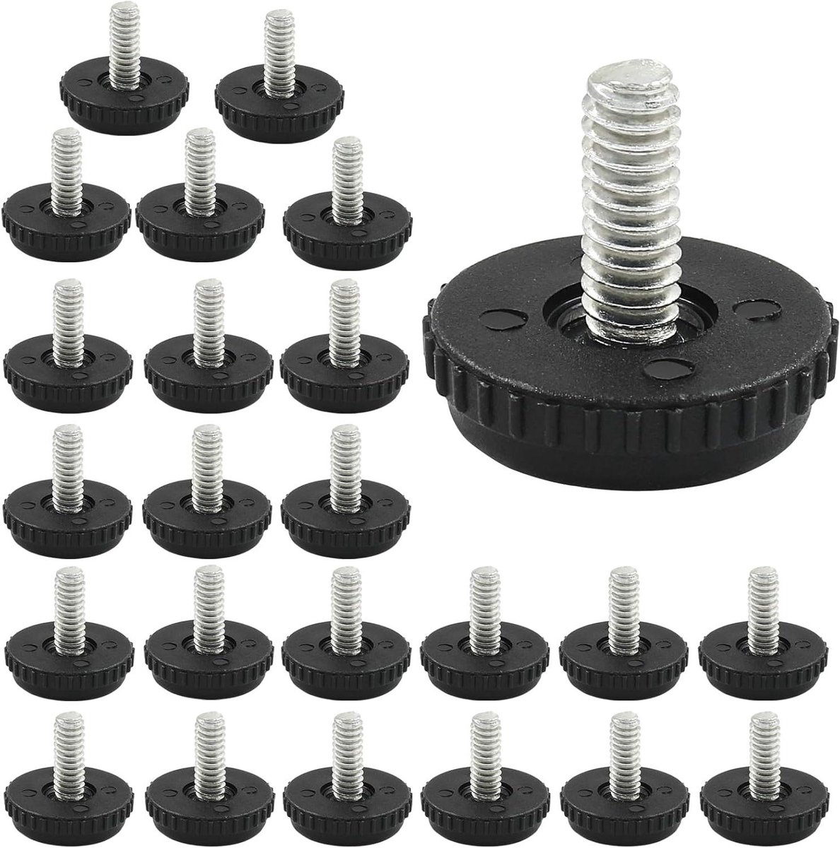 Meubel Levelers - Verstelbare Voetjes - Meubels Stabiliseren - Beschermt Vloer - 24 Stuks - Zwart