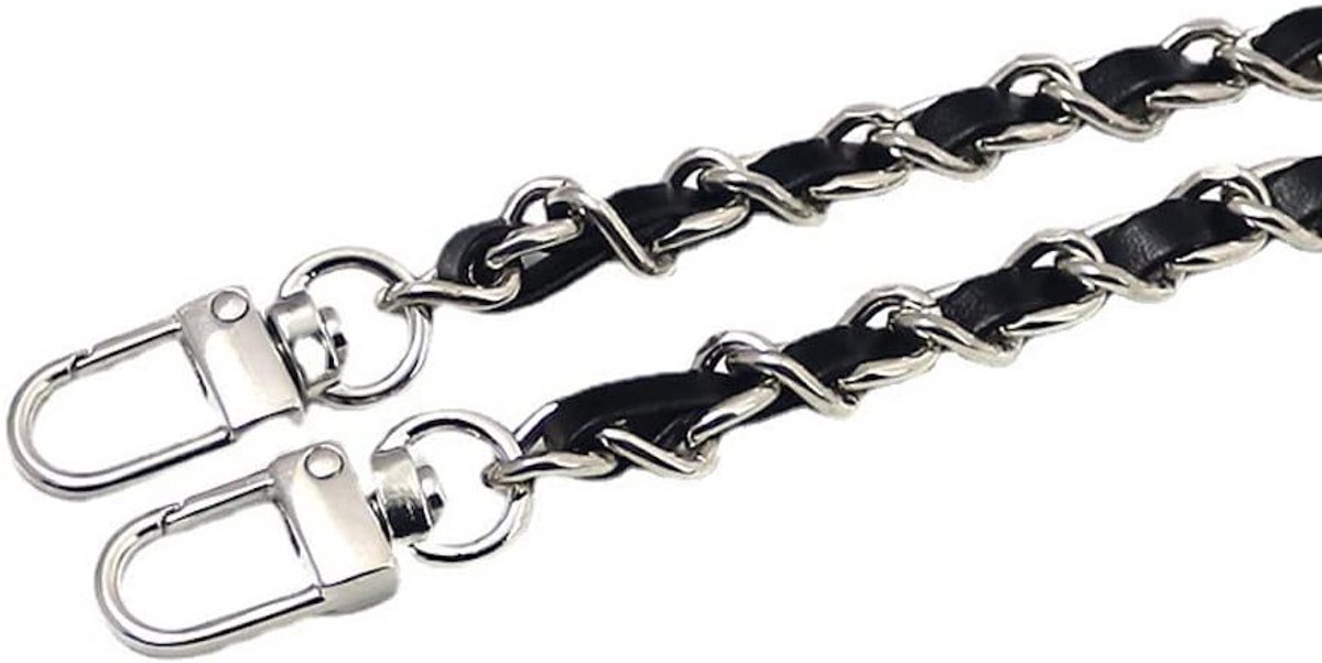 Stijlvolle 120 cm schouderband met metalen ketting voor handtassen, schoudertassen en portemonnees, vervangende accessoires in zwart en zilver