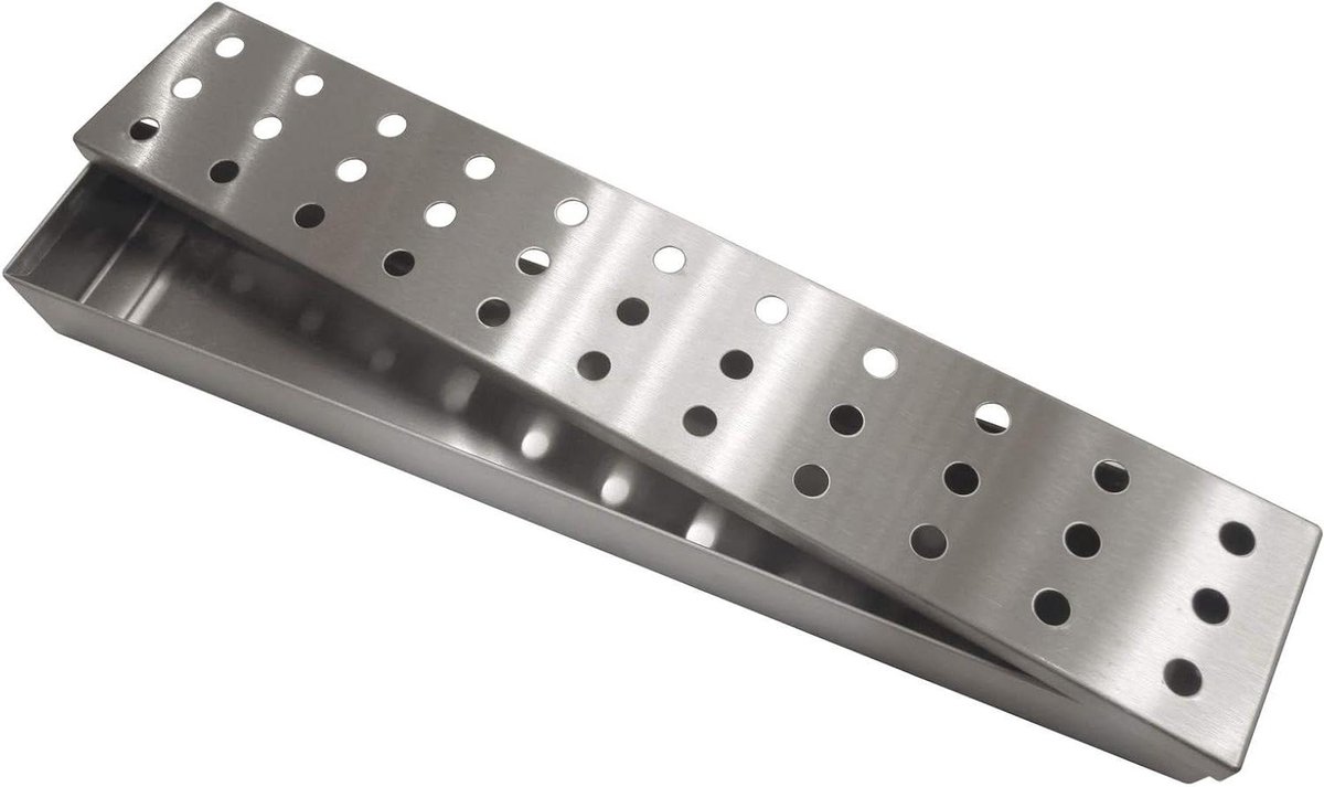 Aromabox RVS - Rookbox Grill - Barbecue Smaken - Met Deksel - 335 x 6 x 35 cm - Zilver