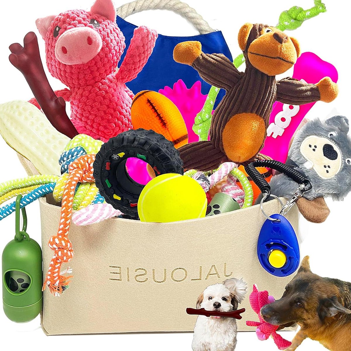 Honden Speelgoed Set - Hondenmand Speelgoed - Hond Vermaken - 24 Delige Selectie - 24 Stuks - Meerkleurig