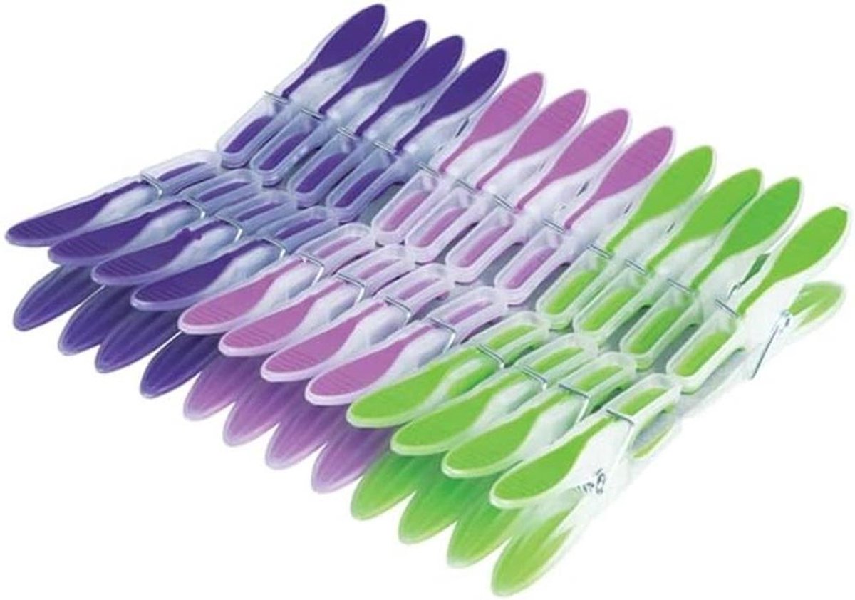 Stofknijpers - Kledingknijpers Waslijn - Kleding Drogen - Zachte Clips - 24 Stuks - Assorti