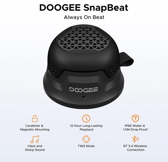 Bluetooth Speaker Waterproof Draagbaar Mosh Stories – Stereo Geluid, 12U Batterij, USB-C, Zwart