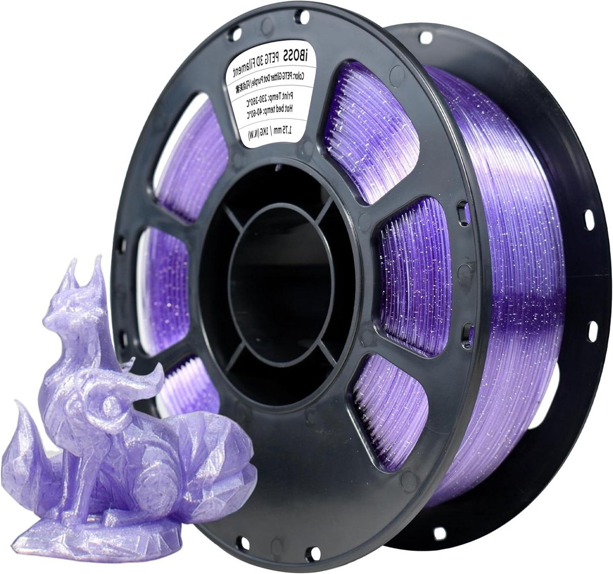 3D Printer Filament - PETG Filament - 3D Printen - Transparant met Glitter - 1.75 mm - Paars
