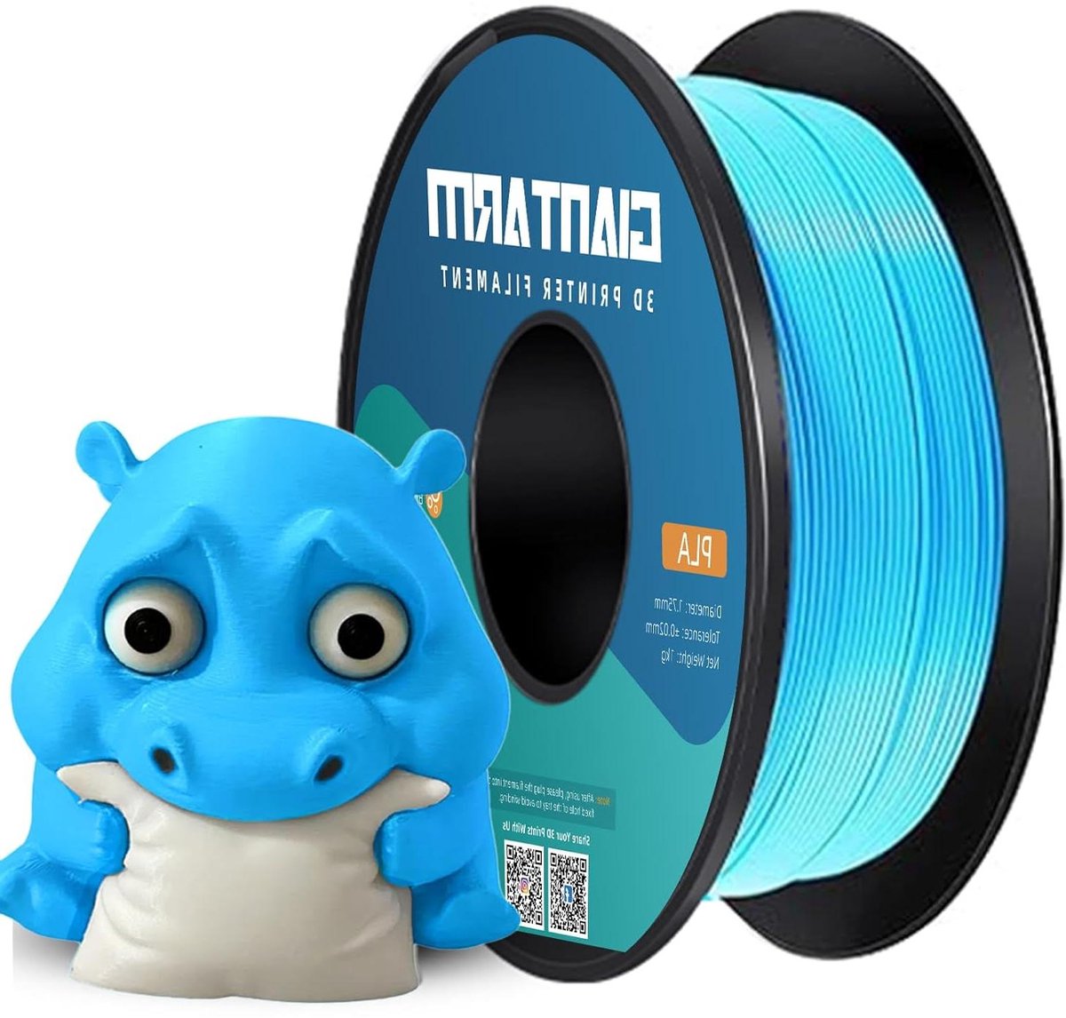 PLA Filament - 3D Print Draad - 3D Printen - Verstoppingsvrij Ontwerp - 1.75mm 1kg - Waterblauw