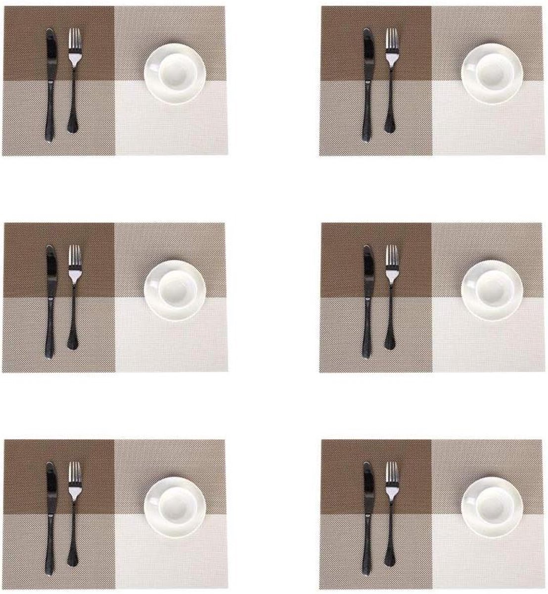 Placemats Set - Tafelonderleggers - Keuken Decoratie - Hittebestendig PVC - 45 x 30 cm - Bruin