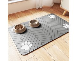 OLOEY Voer-en drinkmat voor huisdieren-Absorberende placemat voor voer-en waterbakken-met waterdichte rubberen achterkant-sneldrogende mat voor honden en katten (51 x 30 cm-gestreept grijs)
