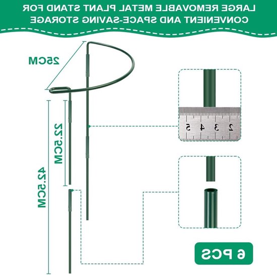 Plantsteunen voor Groenten en Bloemen - 6 Stuks, 25 x 40 cm Metalen Halve Cirkel Ondersteuning voor Tomaten, Rozen en Hydrangea — afbeelding 5