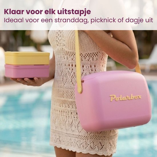Polarbox Mini Koelbox / Coolerbag met 2 Lunchboxen - Bubblegum-Yellow - 6 Liter van Polarbox — afbeelding 5