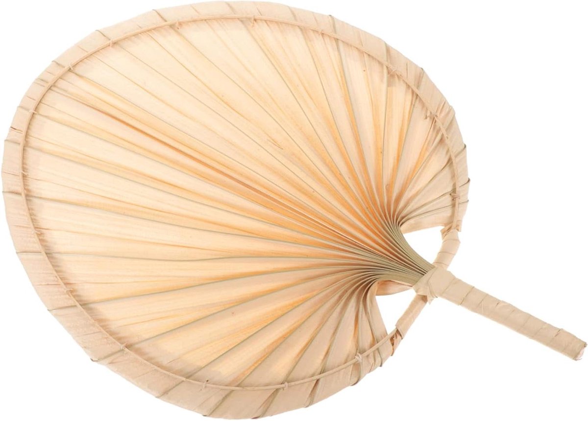 Handgeweven Ventilator - Palmblad Fan - Zomerse Koelte - Handgemaakt Ontwerp - 41.5 cm Lengte - Khaki