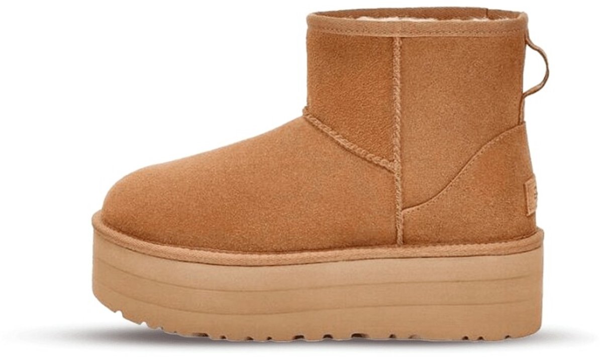 Bruin Tinten W Classic Mini Platform Vachtlaarzen - Warme Laarzen - Dames - Cognac - Maat 42