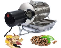 Koffiebonenbrander - Notenbakker - Thuis roosteren - Roterende trommel - 250g capaciteit - Zilver