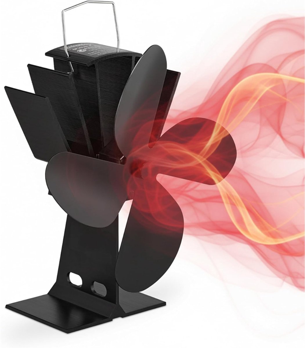 QUOVO® Houtkachel Ventilator - Houtkachel - Kachelventilator - Zwart - 12cm x 19cm x 26cm