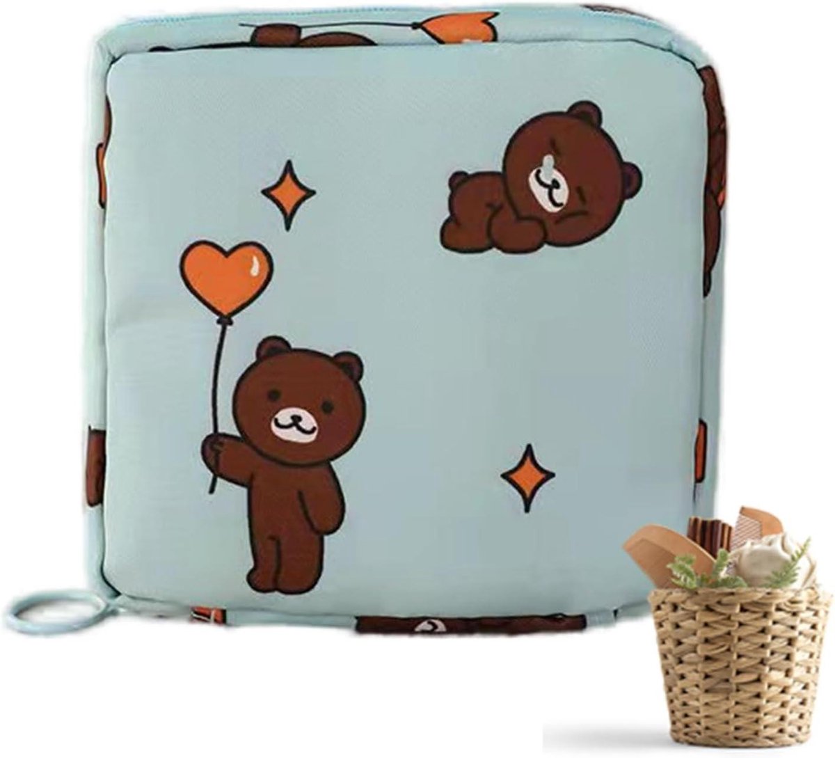 Menstruatietas - Hygiëne Tas - Discreet Opbergen - Waterdicht Oxford Weefsel - 12 x 12 cm - Blauw