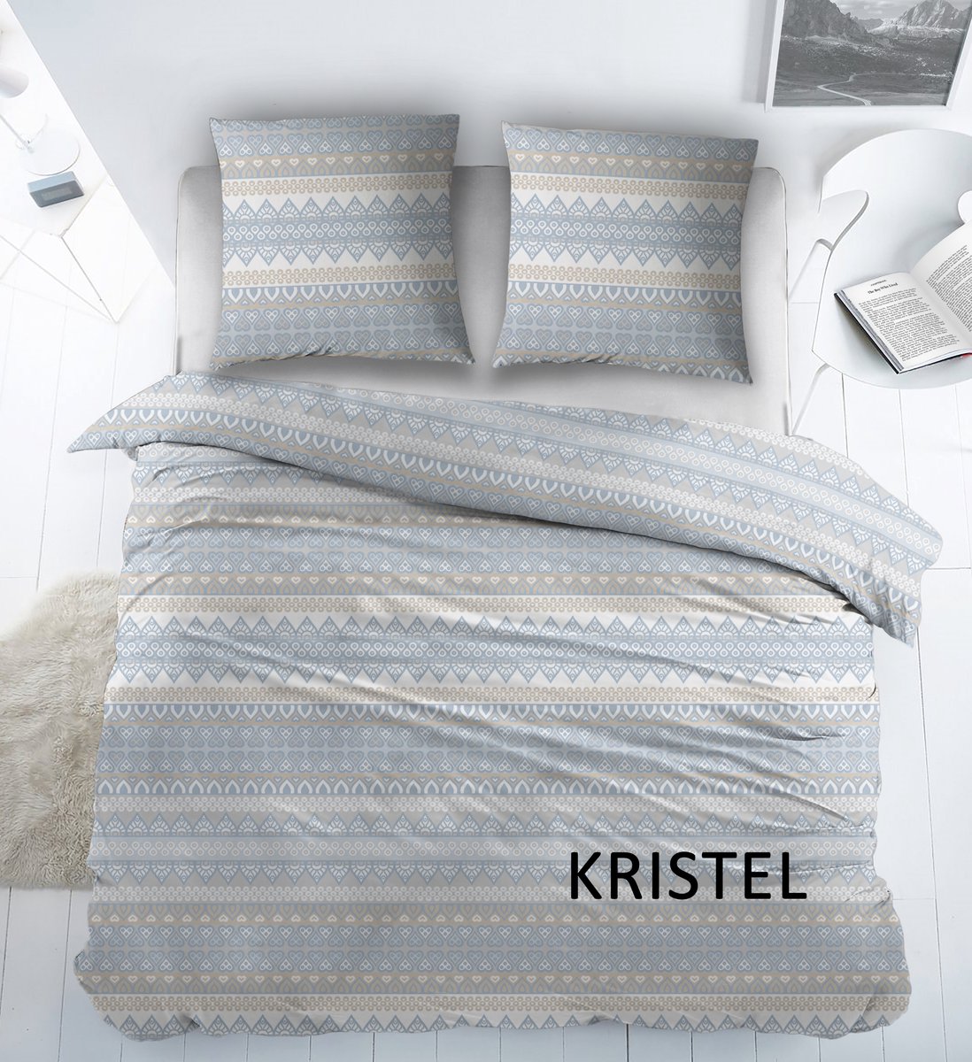 Sleepnight Dekbedovertrek Katoen Kristel - Blauw - 270 x 200/220 cm + 2 kussenslopen - [Blauw]