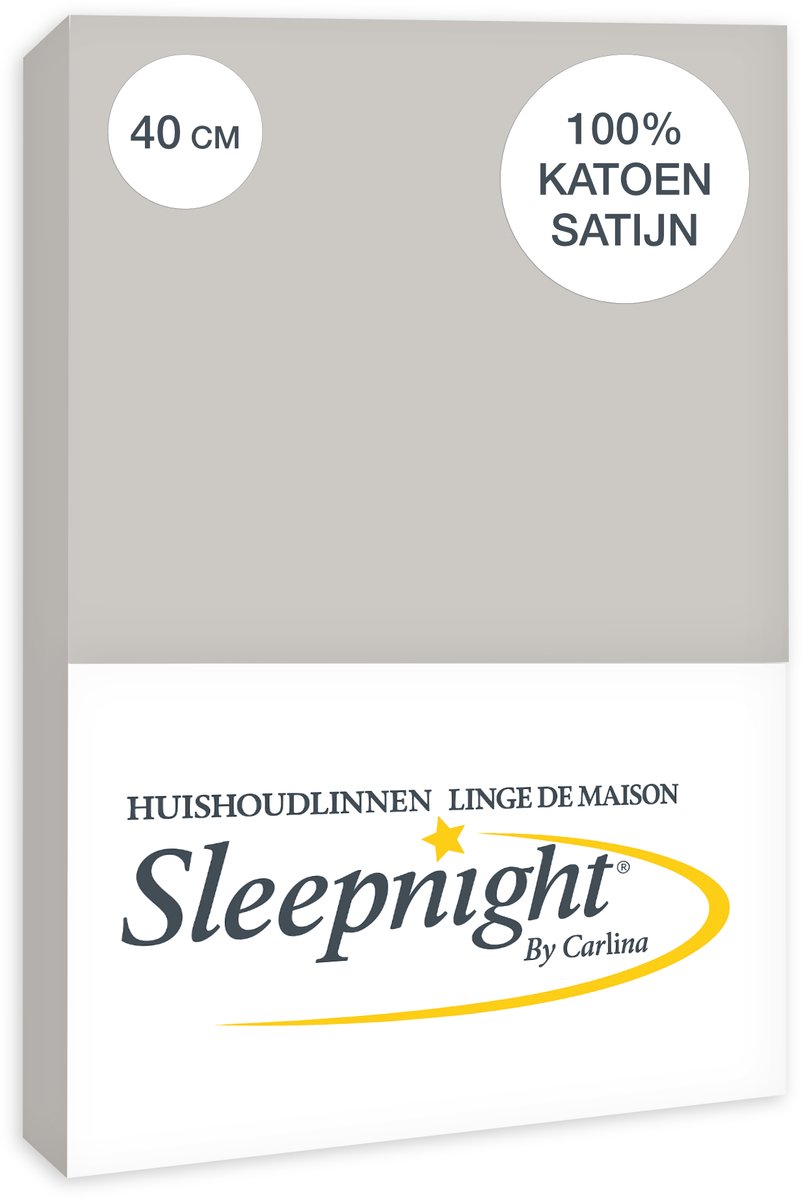 Sleepnight Hoeslaken Satijn 40 cm Grijs - 180 x 200 cm - [Grijs]