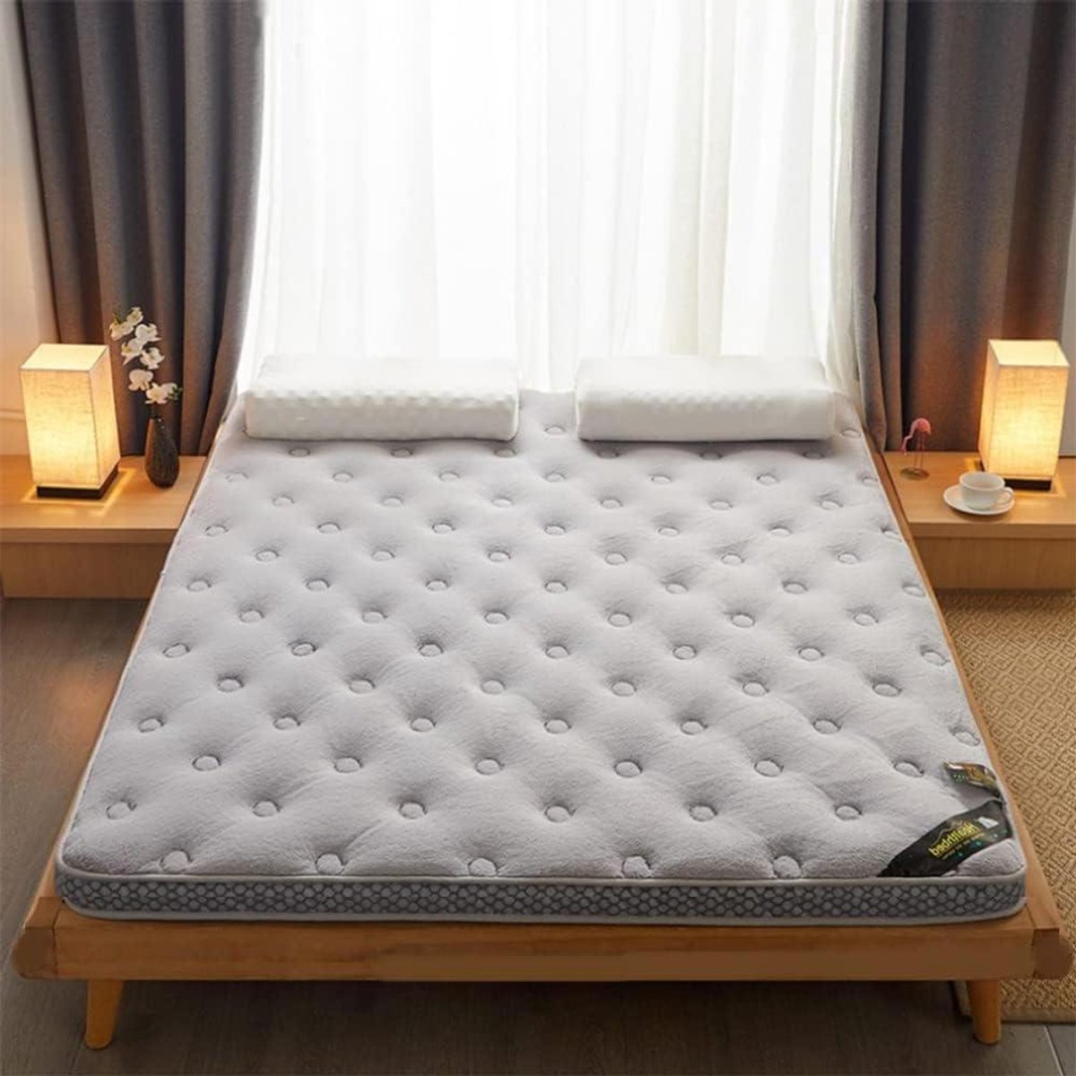 Vloermatras Futon - Opvouwbaar slaapmat - Comfortabel slapen - Vijflaagse structuur - 90x200cm - Grijs