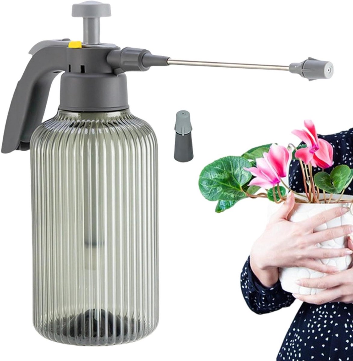 Tuinspuit Fles - Plantennevel Spuit - Planten Water Geven - Dubbele Functie - 2000 ml - Grijs